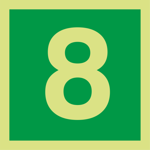 Jälkivalaiseva numerokyltti 8